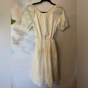 PAMELA LOVE Elegant Cream Puff Sleeve Dress